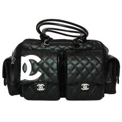 CHANEL Black Quilted Leather Cambon Reporter Tote