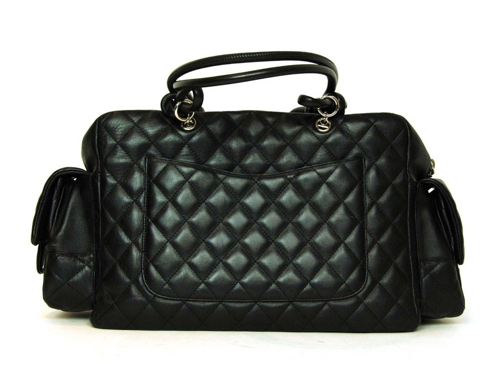 CHANEL Black Quilted Leather Cambon Reporter Tote In Excellent Condition In New York, NY