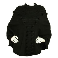 FENDI Black Cape With Mink Balls - Size 6