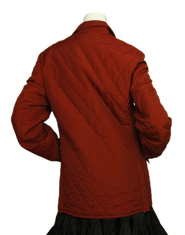 HERMES Rust Quilted Jacket  with Removable Vest - Sz Small In Excellent Condition In New York, NY