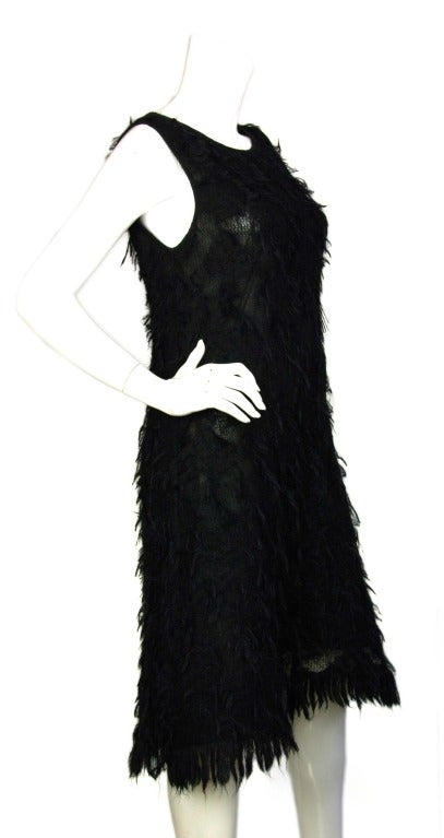 CHANEL 09A Black Mohair Sleeveless Fringe Trim Dress sz.40 In Excellent Condition In New York, NY