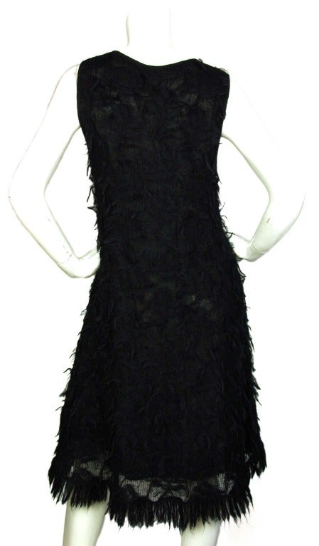 Women's CHANEL 09A Black Mohair Sleeveless Fringe Trim Dress sz.40