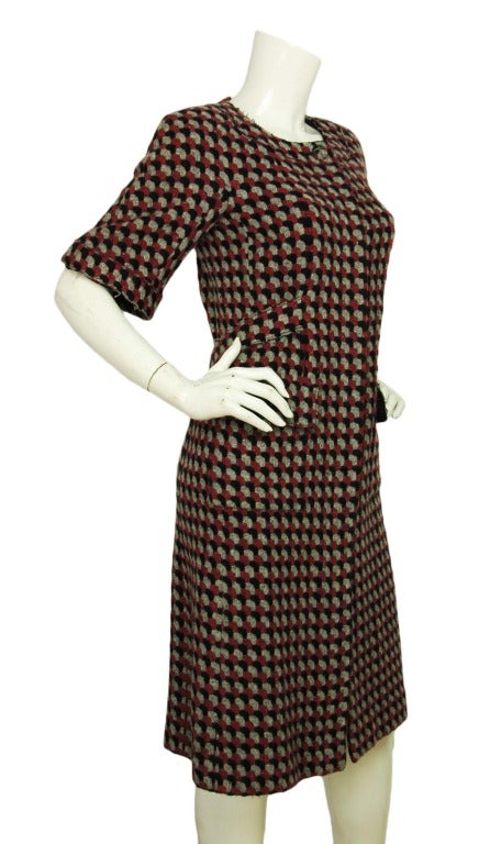 CHANEL Black/Red/Grey Cashmere Shortsleeve Coat Dress - Sz 36 In Excellent Condition In New York, NY