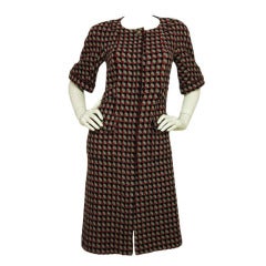 CHANEL Black/Red/Grey Cashmere Shortsleeve Coat Dress - Sz 36
