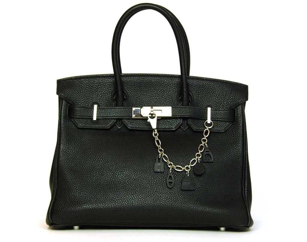 HERMES Black Leather OLGA AMULETTE Bag Charm 1