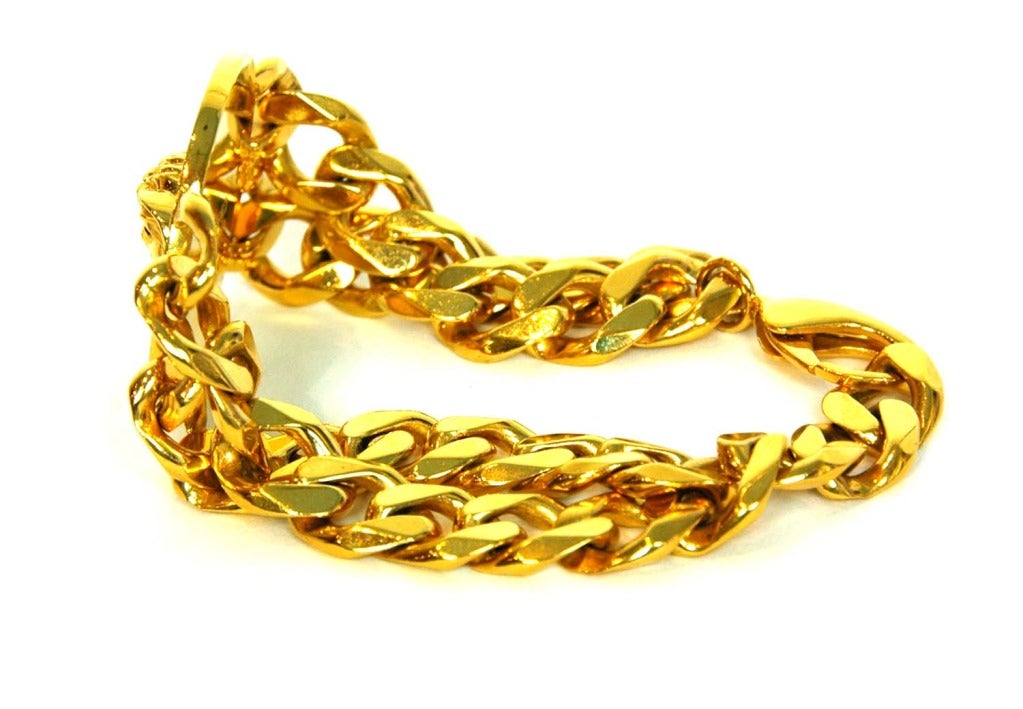 Versace Goldtone Double Chain Medusa Head Bracelet (Rt. $975)

Made in Italy
Materials: goldtone metal
Lobster claw closure
Stamped 
