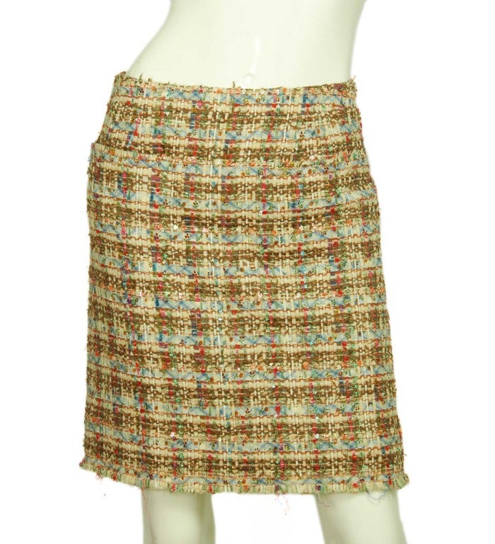 CHANEL Tweed Skirt Suit W/Mini Metallic Flowers-Sz 4 1