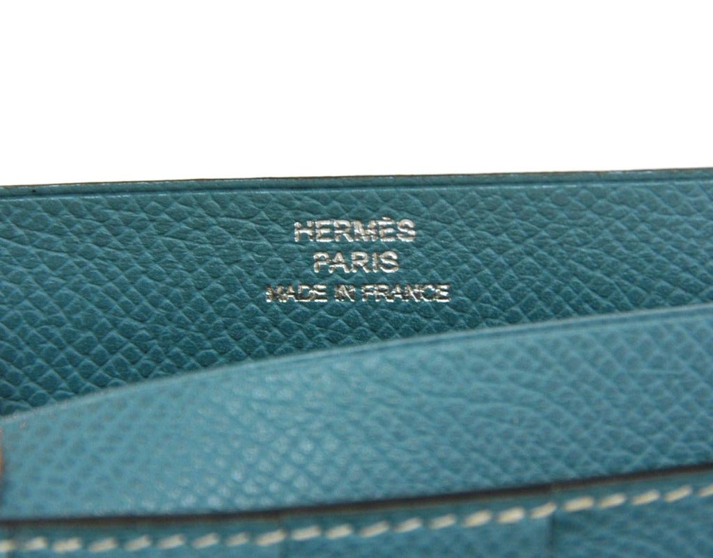 Women's HERMES Blue Jean Epsom Leather Bearm Wallet