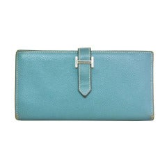 HERMES Blue Jean Epsom Leather Bearm Wallet