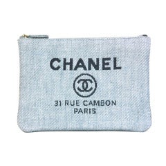 CHANEL Blue Raffia RUE CAMBON Cosmetic Pouch/Clutch