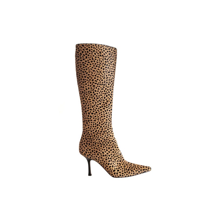 JIMMY CHOO PONYHAIR LEOPARD KNEE-HIGH BOOTS - SZ 39.5