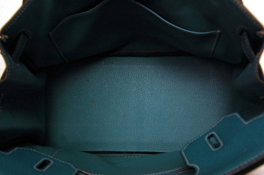 Hermes Togo Leather 30cm Blue Jean Birkin Bag With Palladium Hardware 2