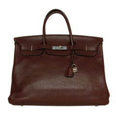 HERMES Prune Clemence Leather Birkin W. Palladium HW 2009