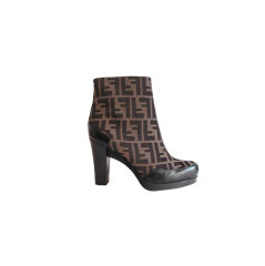 FENDI CANVAS ZUCCA PRINT ANKLE SIDE-ZIP BOOTS