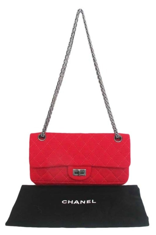 Chanel Red Jersey East/West Classic 2.55 Reissue Double Flap Shoulder Bag 2