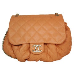 Chanel Peach Quilted Leather Large Chain Around Cross Body Bag