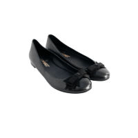 CHANEL BLACK LEATHER FLATS W/ BOW