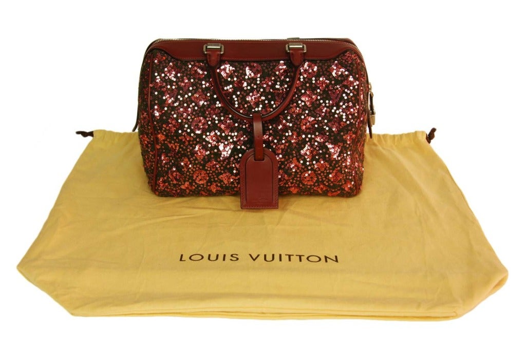 Louis Vuitton Burgundy Sequin Monogram Sunshine Express Speedy Bag 3