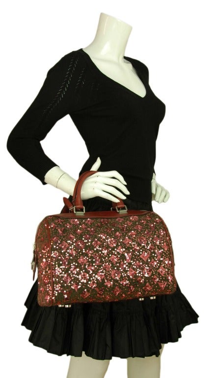 Louis Vuitton Burgundy Sequin Monogram Sunshine Express Speedy Bag 2