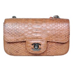 Chanel Mini Python Classic Handbag with Stone Handle