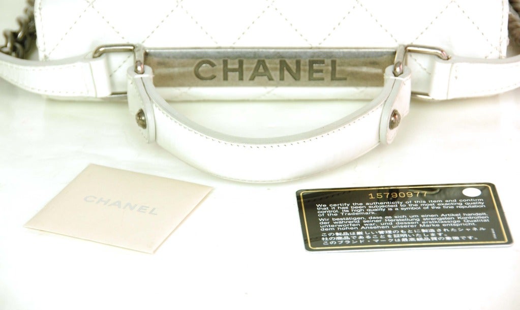 Women's Chanel DIstressed & Quilted Ivory Leather 2.55 'Rita' Bag w. Chain Strap