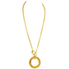 CHANEL 1987 Magnifying Glass On A Long Goldtone Chain
