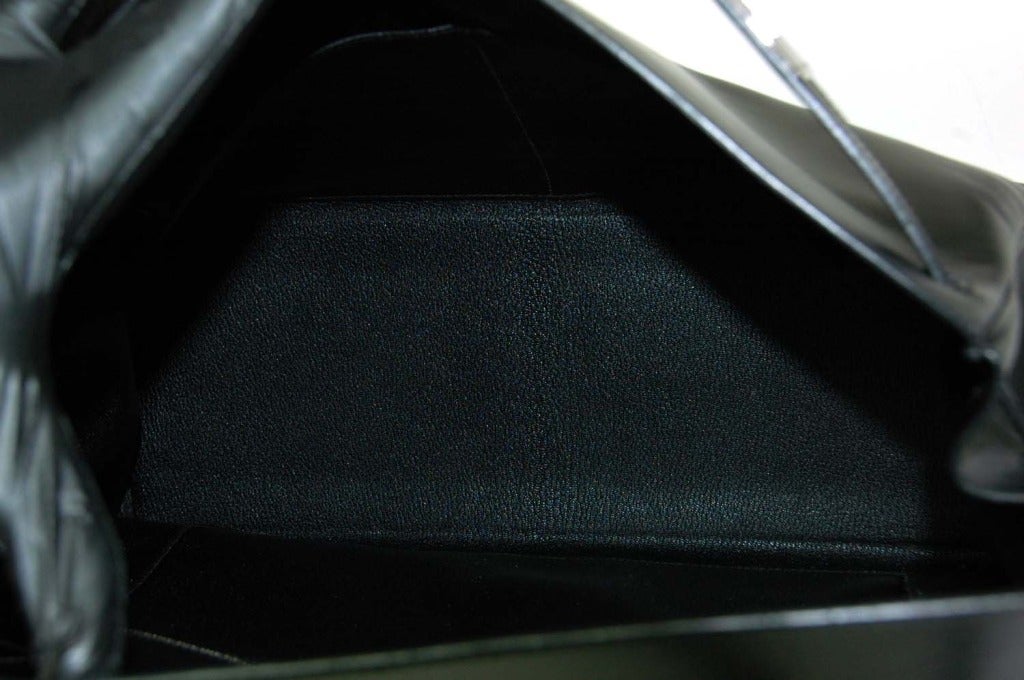 Hermes 40cm Black Box Leather Retourne Kelly Bag w. Strap PHW 2