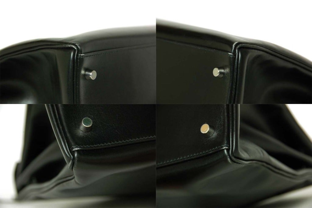 Hermes 40cm Black Box Leather Retourne Kelly Bag w. Strap PHW 5