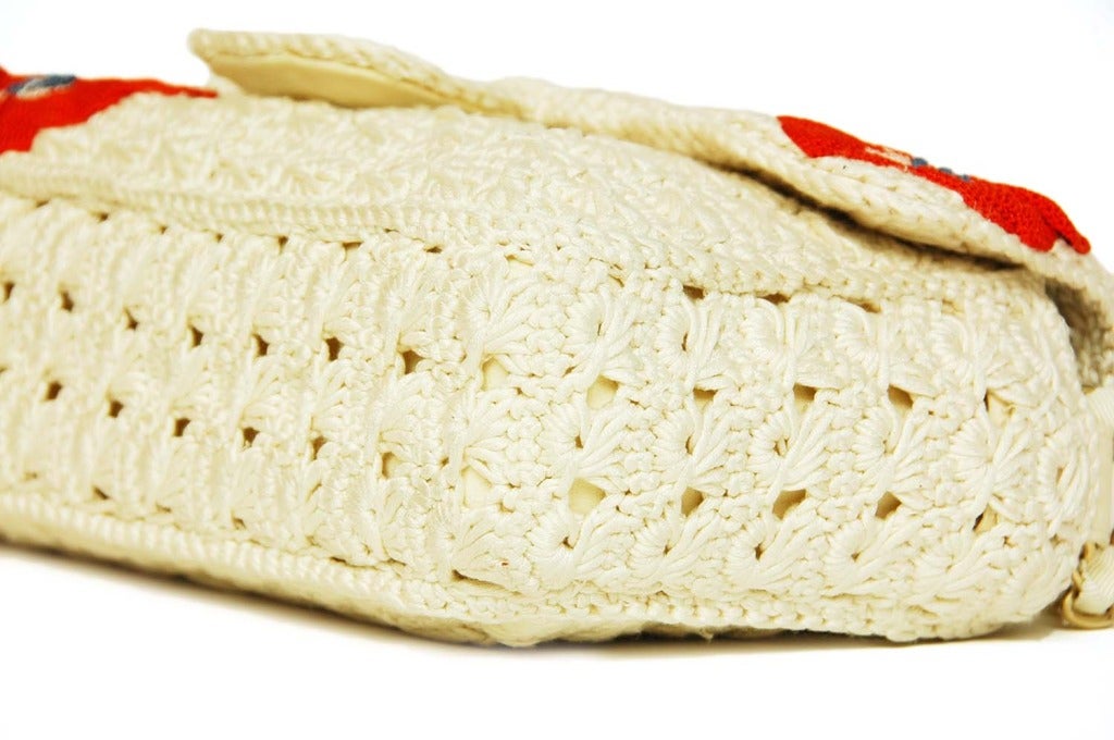 CHANEL Ivory Crochet Floral Runway Flap Bag RT. $4545 c. 2010 1