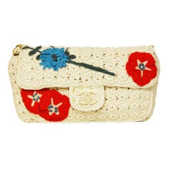 CHANEL Ivory Crochet Floral Runway Flap Bag RT. $4545 c. 2010