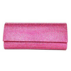 JUDITH LEIBER Pink Swarovski Crystal "Ritz Fizz" Clutch Bag w. Chain - RT $2, 695