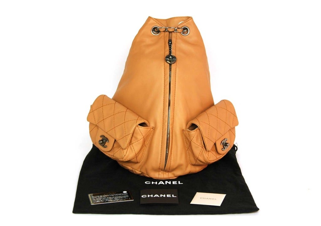 CHANEL camel leather 'backpack is back' bag/tote RT $3300 5