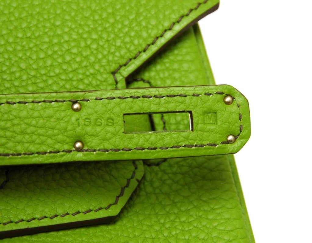HERMES Vert Anis Green 35cm Togo Leather Birkin Bag NEW 1
