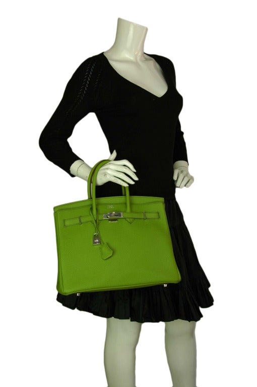 HERMES Vert Anis Green 35cm Togo Leather Birkin Bag NEW 4