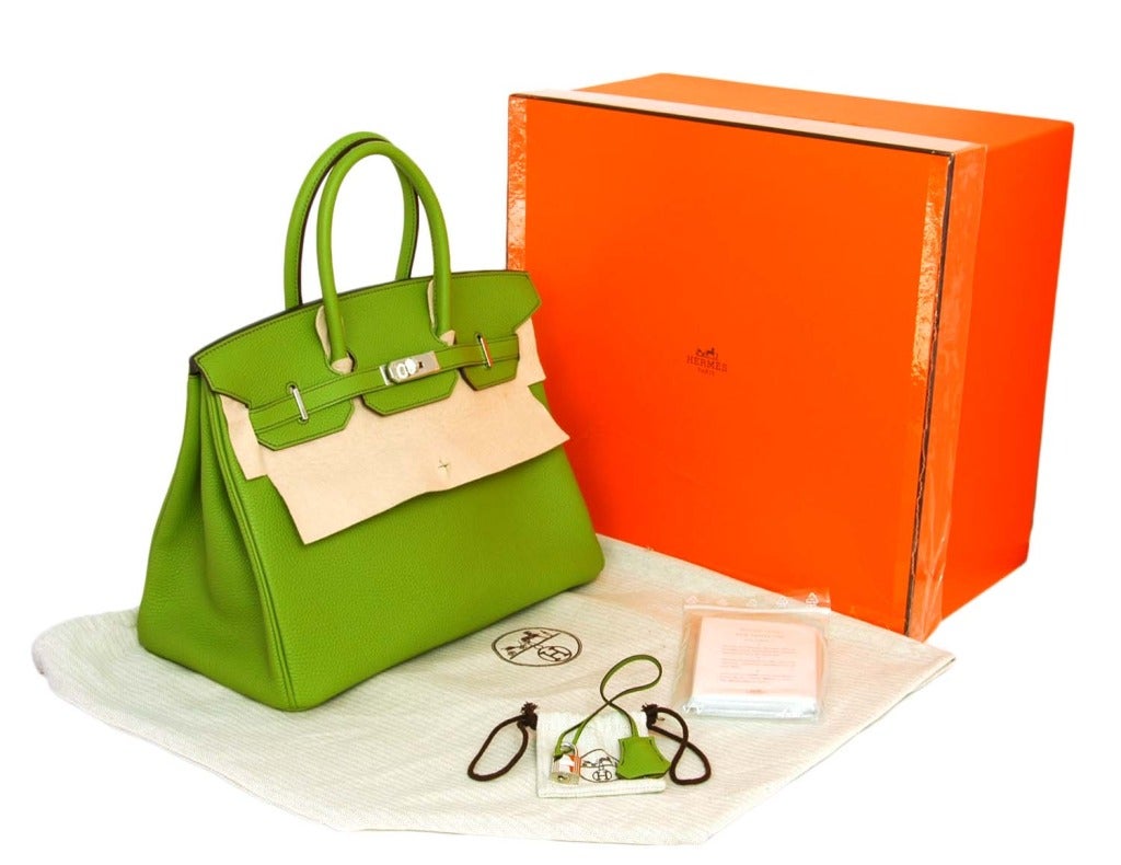 HERMES Vert Anis Green 35cm Togo Leather Birkin Bag NEW 6