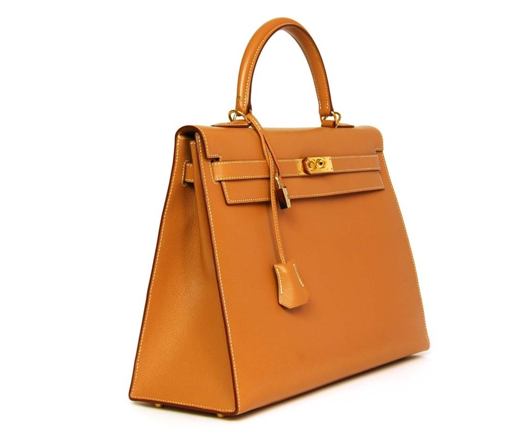 HERMES Camel Epsom Leather Kelly w. Strap 35cm