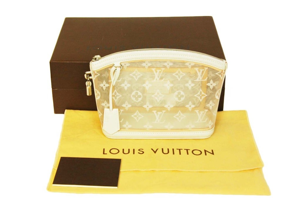 Louis Vuitton White Mesh Transparent Transparence Lockit Clutch Bag 3