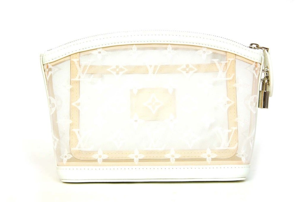 Louis Vuitton White Mesh Transparent Transparence Lockit Clutch Bag at 1stdibs