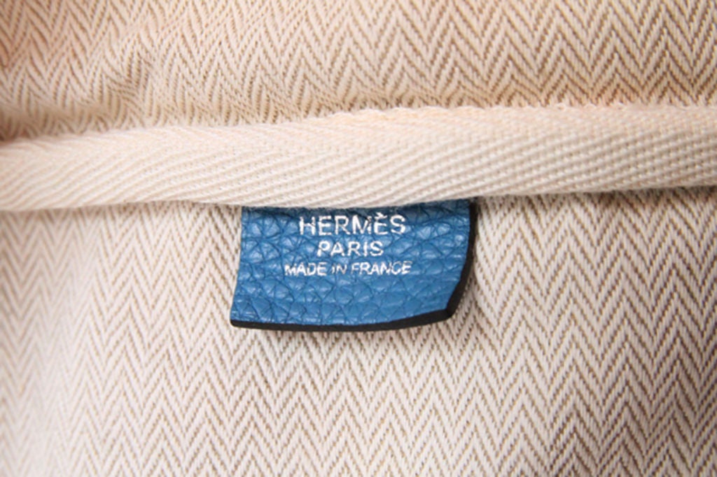 Hermes Blue Jean Clemence Leather Victoria Bag 6