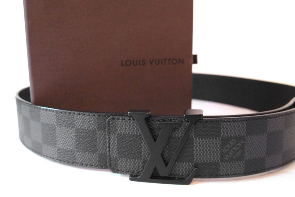 LOUIS VUITTON INITIALS DAMIER GRAPHITE BELT 95 at 1stDibs | black damier louis  vuitton belt, louis vuitton belt initiales damier graphite black/grey, louis  belt black