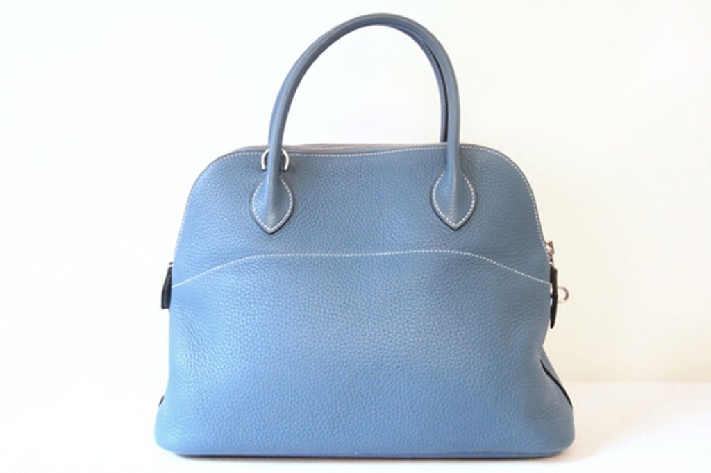 Women's Hermes Blue Jean Togo Leather Bolide 31 cm Bag