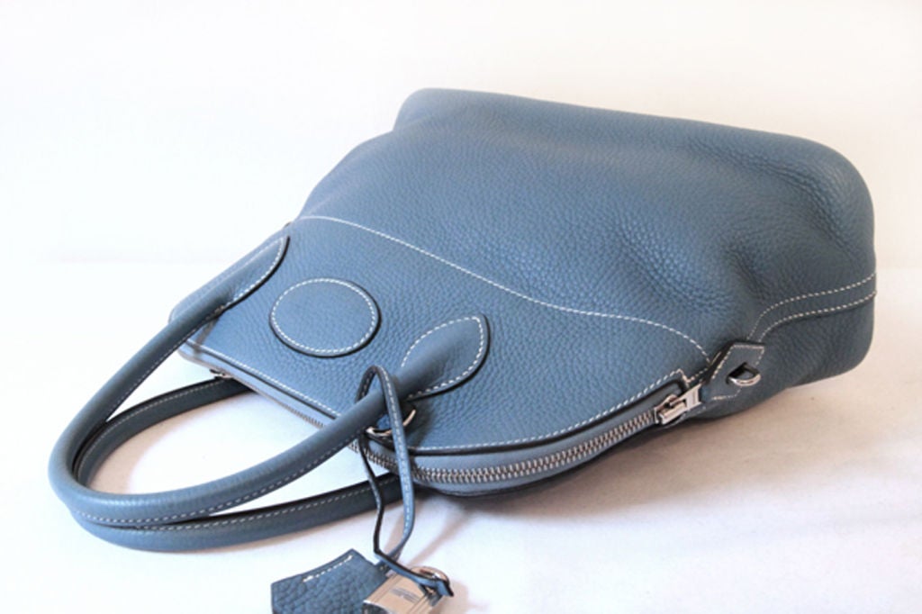 Hermes Blue Jean Togo Leather Bolide 31 cm Bag 3