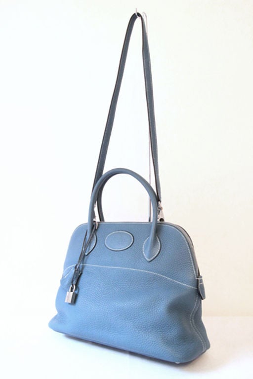 Hermes Blue Jean Togo Leather Bolide 31 cm Bag 4