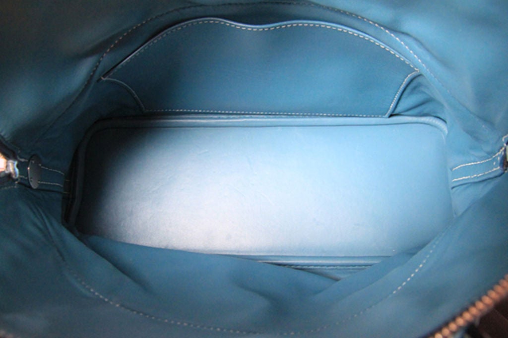 Hermes Blue Jean Togo Leather Bolide 31 cm Bag 5