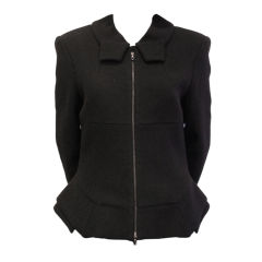RM by ROLAND MOURET Black Wool Fitted Zip Font Peplum Jacket sz.8