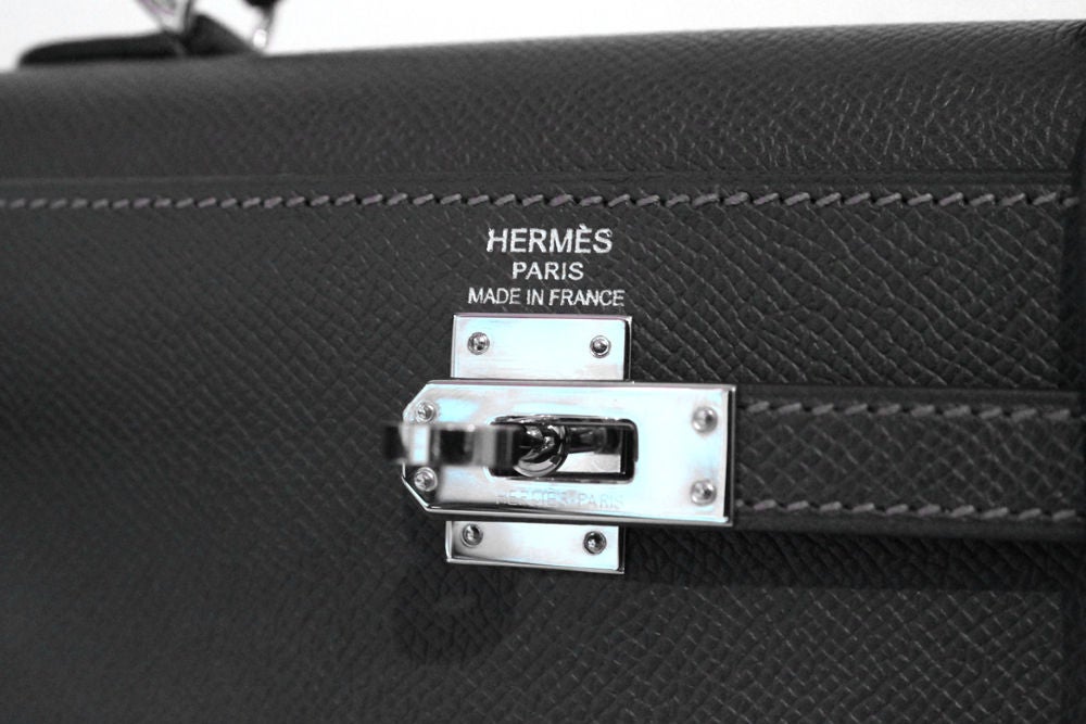HERMES GREY EPSOM LEATHER KELLY 25CM BAG 4