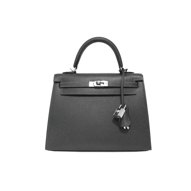 HERMES GREY EPSOM LEATHER KELLY 25CM BAG