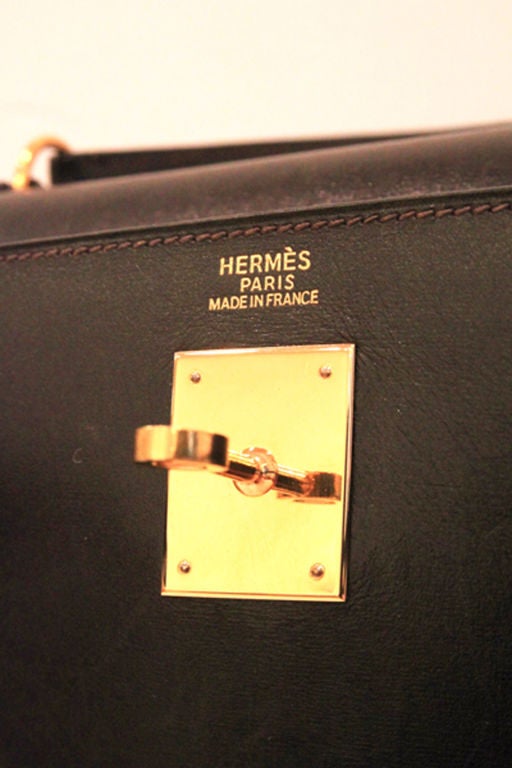 Hermes Chocolate Brown Box Leather Kelly Bag 3