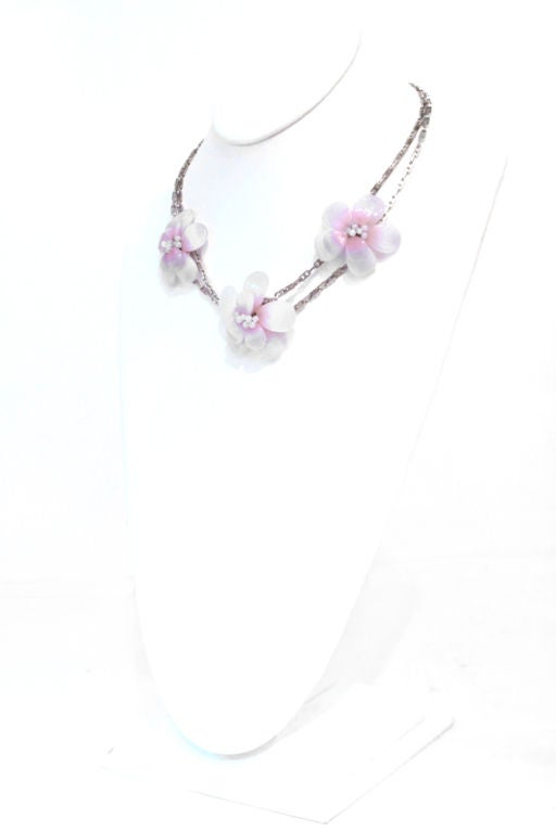 Women's Chanel purplre/pink camellia necklace