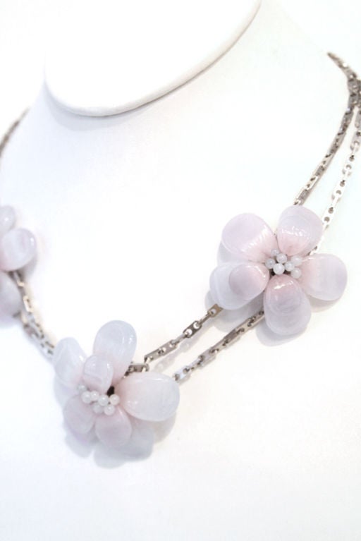 Chanel purplre/pink camellia necklace 1